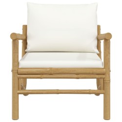 Chaises de jardin lot de 2 avec coussins blanc crème bambou 