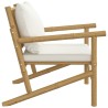 Chaises de jardin lot de 2 avec coussins blanc crème bambou 