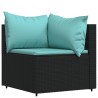 Salon de jardin 4 pcs avec coussins Noir Résine tressée 