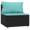Salon de jardin 4 pcs avec coussins Noir Résine tressée 