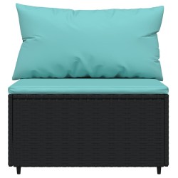 Salon de jardin 4 pcs avec coussins Noir Résine tressée 