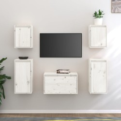 Meubles TV 5 pcs Blanc Bois massif de pin 