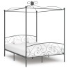 Cadre de lit à baldaquin sans matelas gris métal 160x200 cm 