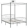 Cadre de lit à baldaquin sans matelas gris métal 160x200 cm 