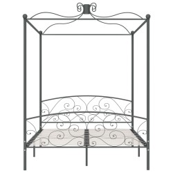 Cadre de lit à baldaquin sans matelas gris métal 160x200 cm 