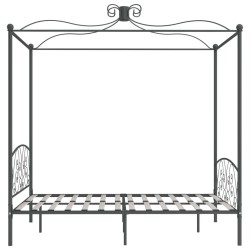 Cadre de lit à baldaquin sans matelas gris métal 160x200 cm 
