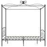 Cadre de lit à baldaquin sans matelas gris métal 160x200 cm 