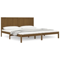 Cadre de lit sans matelas marron miel 200x200cm bois pin massif 