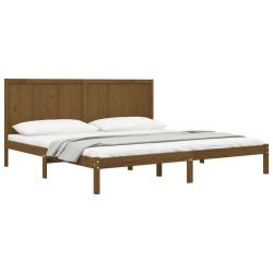 Cadre de lit sans matelas marron miel 200x200cm bois pin massif 