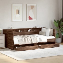 Lit de jour avec tiroirs sans matelas chêne marron 90x190 cm 