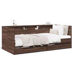Lit de jour avec tiroirs sans matelas chêne marron 90x190 cm 