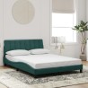 Cadre de lit sans matelas vert foncé 140x190 cm velours 