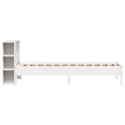 Lit bibliothèque sans matelas blanc 90x200cm bois de pin massif 