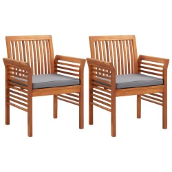 Chaises à manger de jardin et coussins lot de 2 acacia massif 