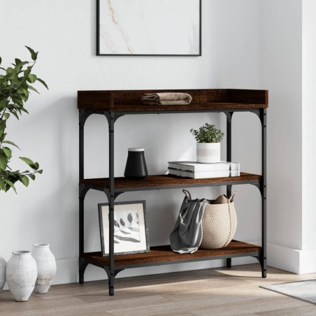 Table console avec étagères chêne marron 75x30x80 cm 