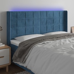 Tête de lit à LED Bleu foncé 203x16x118/128 cm Velours 