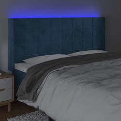 Tête de lit à LED Bleu foncé 203x16x118/128 cm Velours 