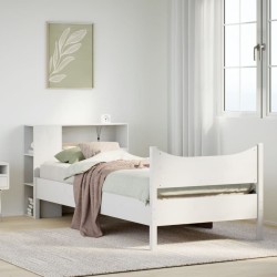 Cadre de lit sans matelas blanc 75x190 cm bois de pin massif 