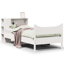 Cadre de lit sans matelas blanc 75x190 cm bois de pin massif 