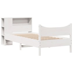 Cadre de lit sans matelas blanc 75x190 cm bois de pin massif 