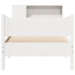 Cadre de lit sans matelas blanc 75x190 cm bois de pin massif 