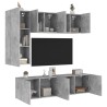 Unités murales TV 5 pcs gris béton bois d'ingénierie 