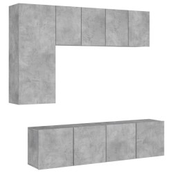 Unités murales TV 5 pcs gris béton bois d'ingénierie 