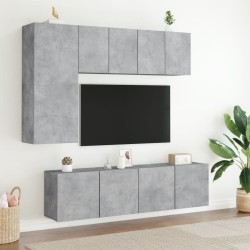 Unités murales TV 5 pcs gris béton bois d'ingénierie 