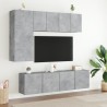 Unités murales TV 5 pcs gris béton bois d'ingénierie 