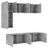 Unités murales TV 5 pcs gris béton bois d'ingénierie 