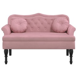 Banc avec coussins rose 120,5x65x75 cm velours 