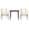 Ensemble à manger jardin coussins 3pcs marron poly rotin verre 