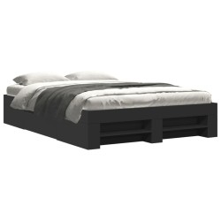 Cadre de lit sans matelas noir 135x190 cm bois d'ingénierie 