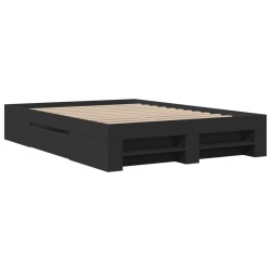 Cadre de lit sans matelas noir 135x190 cm bois d'ingénierie 