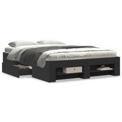 Cadre de lit sans matelas noir 135x190 cm bois d'ingénierie 