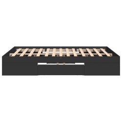 Cadre de lit sans matelas noir 135x190 cm bois d'ingénierie 