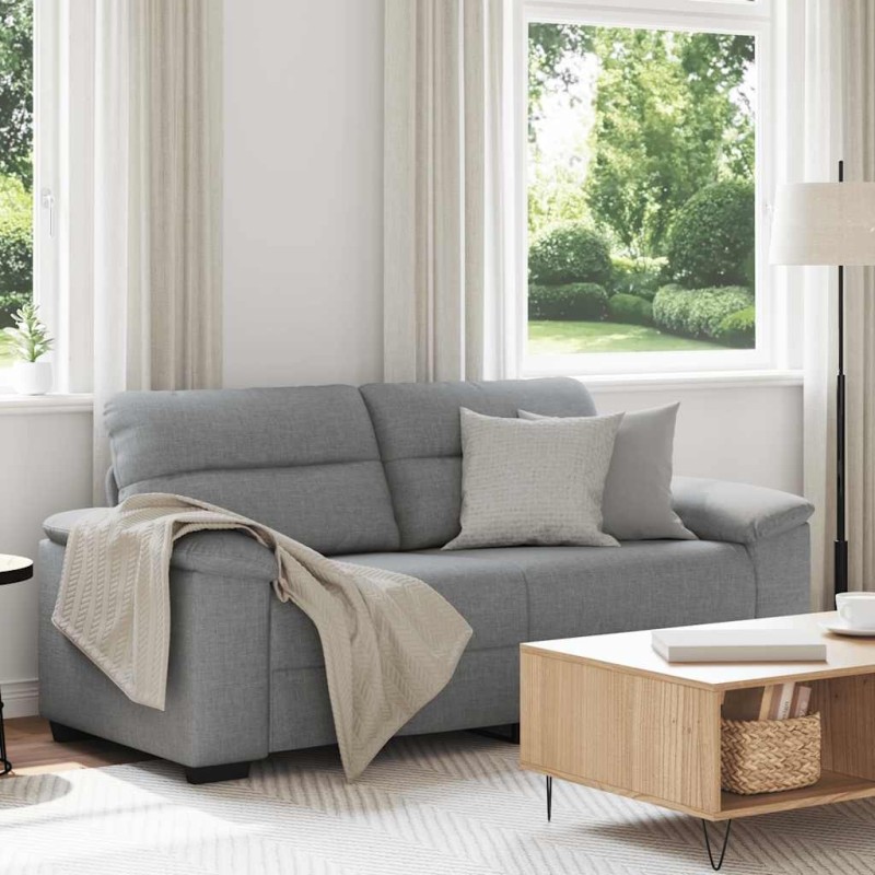 Canapé à 2 places gris clair 140 cm tissu 