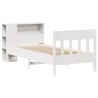 Lit bibliothèque sans matelas blanc 75x190cm bois de pin massif 