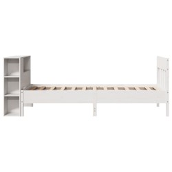 Lit bibliothèque sans matelas blanc 75x190cm bois de pin massif 