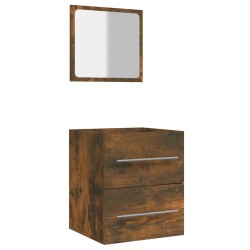 Armoire de salle de bain avec miroir Chêne fumé 41x38,5x48 cm  
