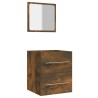Armoire de salle de bain avec miroir Chêne fumé 41x38,5x48 cm  