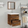 Armoire de salle de bain avec miroir Chêne fumé 41x38,5x48 cm  