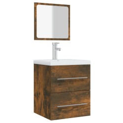 Armoire de salle de bain avec miroir Chêne fumé 41x38,5x48 cm  
