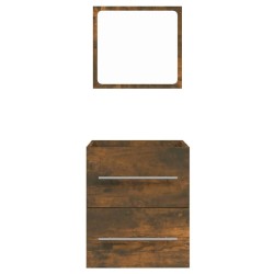 Armoire de salle de bain avec miroir Chêne fumé 41x38,5x48 cm  