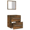 Armoire de salle de bain avec miroir Chêne fumé 41x38,5x48 cm  