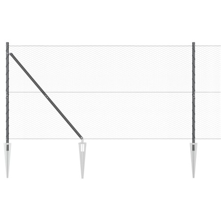 Clôture HexagonaleGrise 1,4x25 m Acier, Poteaux de Clôtureavec Piquet 13 pcs Ø32 mm 160 cm Acier Galvanisé 