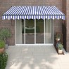 Auvent rétractable bleu et blanc 3,5x2,5 m tissu et aluminium 