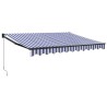 Auvent rétractable bleu et blanc 3,5x2,5 m tissu et aluminium 