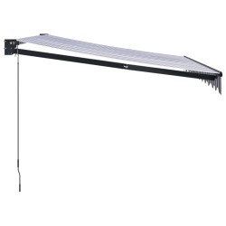 Auvent rétractable bleu et blanc 3,5x2,5 m tissu et aluminium 