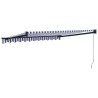 Auvent rétractable bleu et blanc 3,5x2,5 m tissu et aluminium 